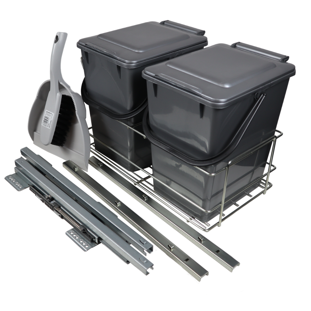 Poubelle de cuisine encastrable à fermeture silencieuse / Organiseur 2 x 10L - 40cm Cabinet