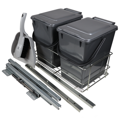 Poubelle de cuisine encastrable à fermeture silencieuse / Organiseur 2 x 10L - 40cm Cabinet