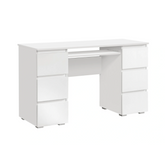 CUBA - Bureau d'ordinateur - 6 Tiroirs à Ouverture par Pression et Plateau pour Clavier - H78cm L130cm P50cm (Blanc)