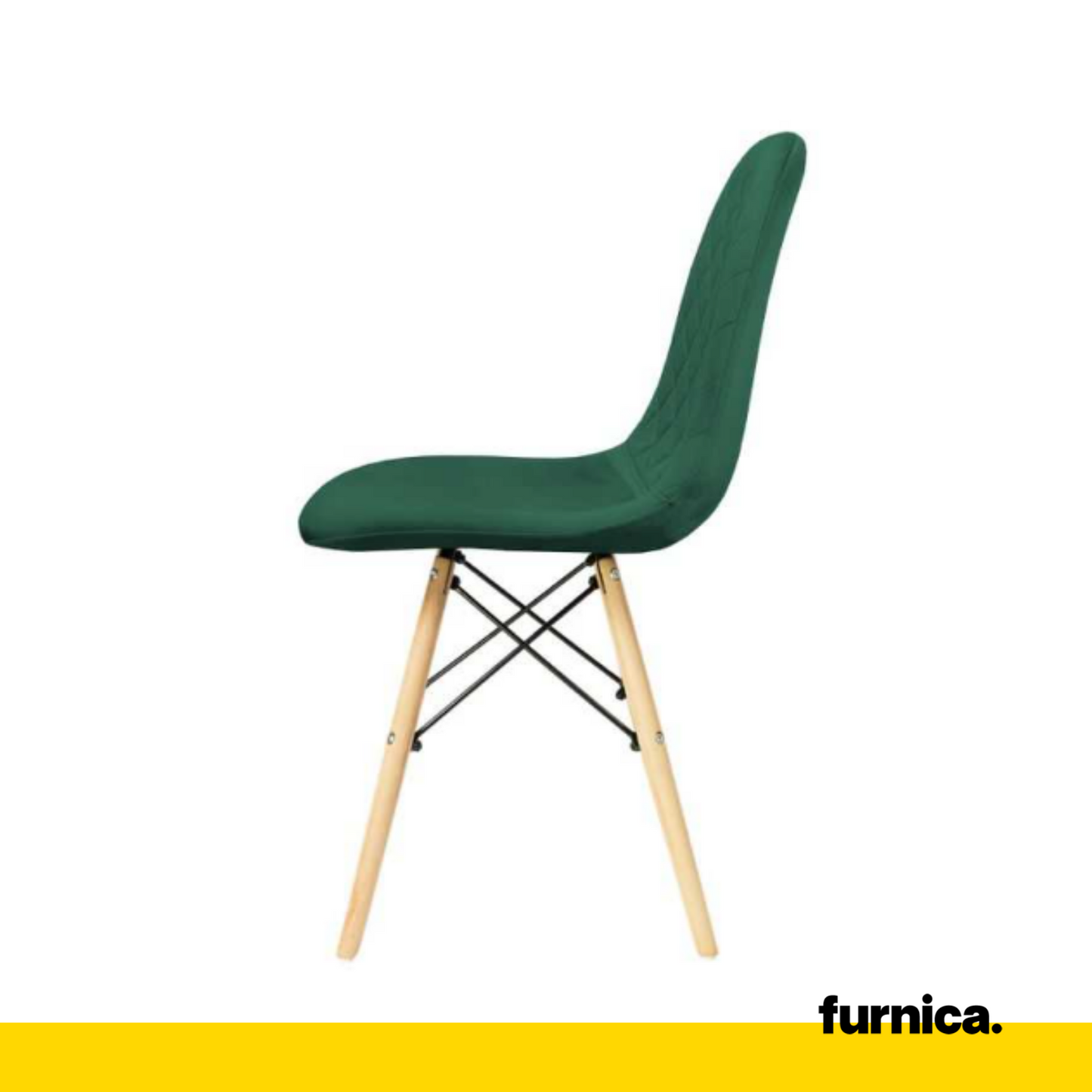 GIUSSEPPE - Chaise de Salle à Manger / Bureau en Velours Matelassé avec Pieds en Bois - Vert