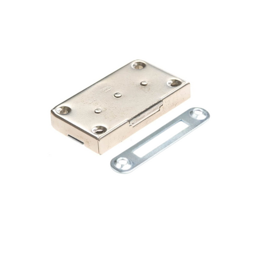 Serrure de meuble 35x60mm - Nickel satiné