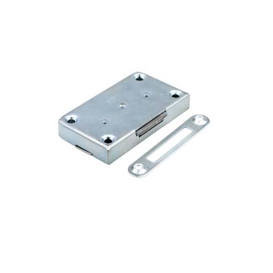 Serrure de meuble 35x60mm - Blanc galvanisé