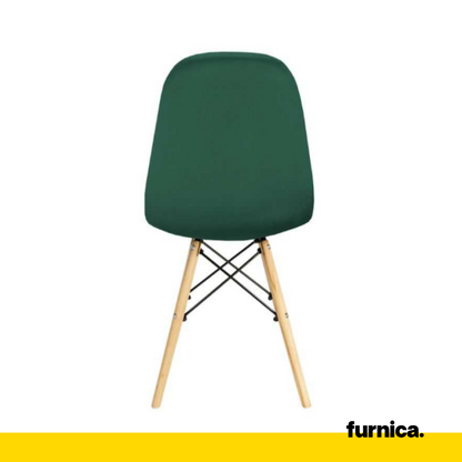 GIUSSEPPE - Chaise de Salle à Manger / Bureau en Velours Matelassé avec Pieds en Bois - Vert