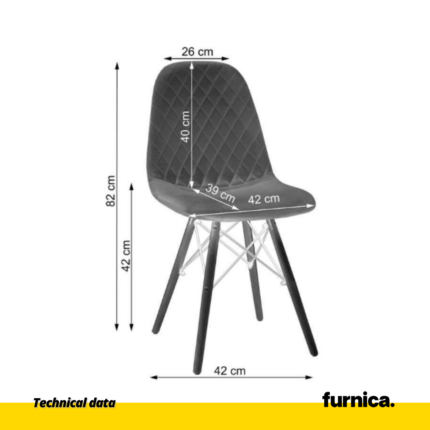 GIUSSEPPE - Chaise de Salle à Manger / Bureau en Velours Matelassé avec Pieds en Bois - Vert