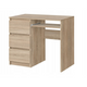 BRUNO - Bureau d'ordinateur - 3 Tiroirs et Plateau pour Clavier - H76cm L90cm P50cm - Gauche (Chêne Sonoma)