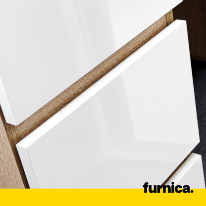 BRUNO - Bureau d'ordinateur - 3 Tiroirs et Plateau pour Clavier - H76cm L90cm P50cm - Gauche (Chêne Sonoma/Blanc)