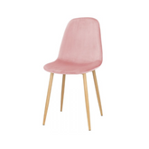 FLAVIO - Chaise de Salle à Manger / Bureau en Velours Durable avec Pieds en Bois - Rose