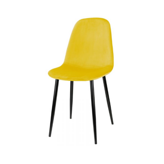 FLAVIO - Chaise de Salle à Manger / Bureau en Velours Durable avec Pieds en Métal Noir - Jaune