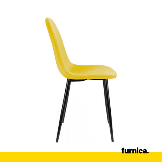 FLAVIO - Chaise de Salle à Manger / Bureau en Velours Durable avec Pieds en Métal Noir - Jaune
