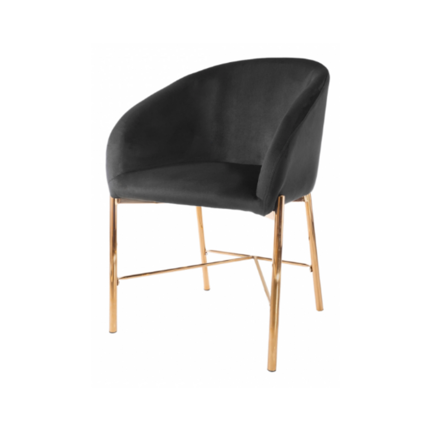 LORENZO - Chaise de Salle à Manger / Bureau en Velours avec Pieds en Chrome Doré - Noir