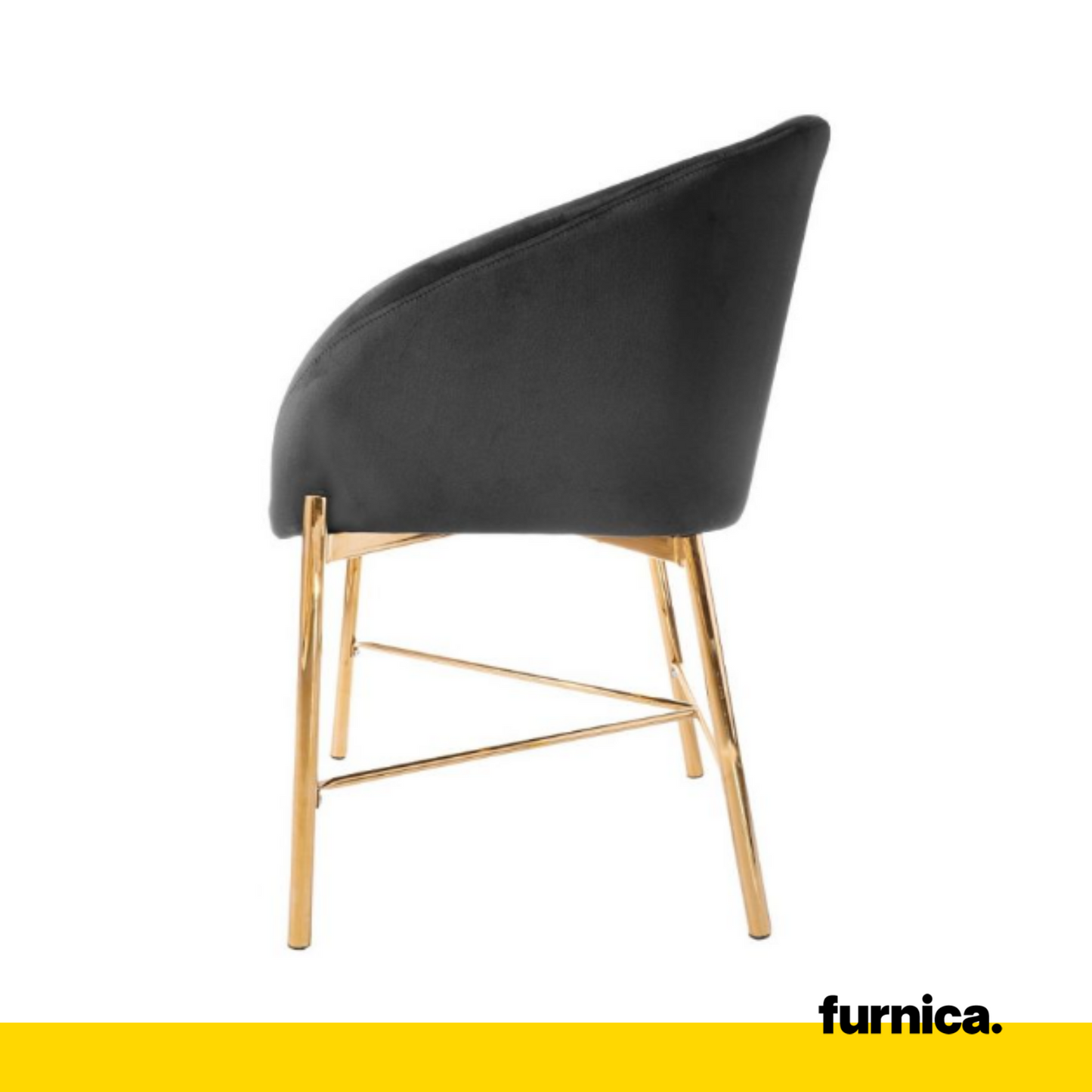 LORENZO - Chaise de Salle à Manger / Bureau en Velours avec Pieds en Chrome Doré - Noir