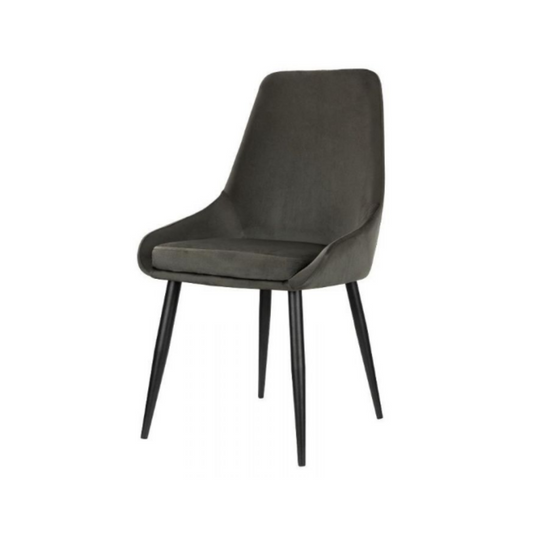 ALFREDO - Chaise de Salle à Manger / Bureau en Velours Durable avec Pieds en Métal Noir - Noir