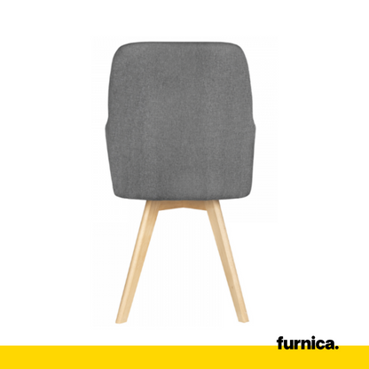 ALBERTO - Chaise de Salle à Manger / Bureau en Tissu Durable avec Pieds en Bois - Gris Foncé