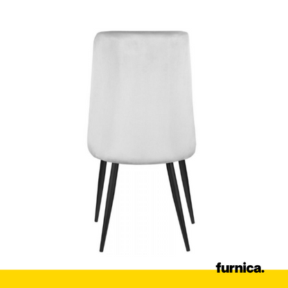 FRANCESCO - Chaise de Salle à Manger / Bureau en Velours Durable avec Pieds en Métal Noir - Gris