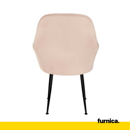AMEDEO - Chaise de Salle à Manger / Bureau en Velours Matelassé avec Pieds en Chrome Noir - Rose Clair