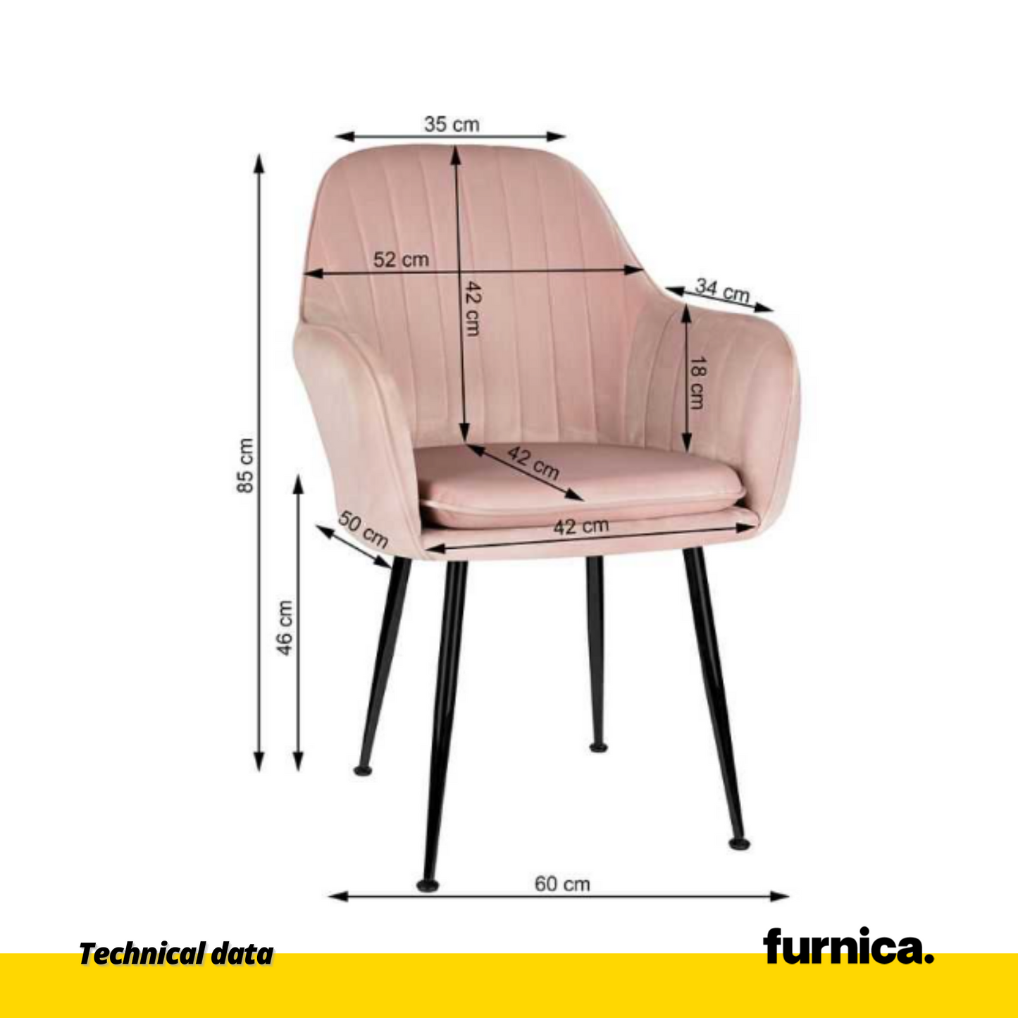 AMEDEO - Chaise de Salle à Manger / Bureau en Velours Matelassé avec Pieds en Chrome Noir - Rose Clair