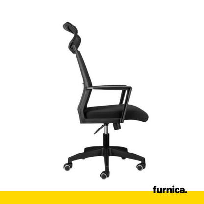 FABIO II - Chaise de Bureau Recouverte de Micro-Maille de Haute Qualité - Noir H121cm L60cm