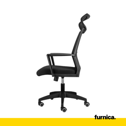 FABIO II - Chaise de Bureau Recouverte de Micro-Maille de Haute Qualité - Noir H121cm L60cm