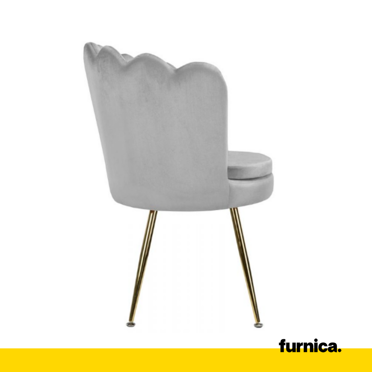 LUIGI - Chaise de Salle à Manger / Bureau en Velours Matelassé avec Pieds en Chrome Doré - Gris