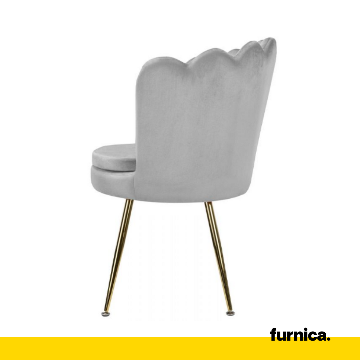LUIGI - Chaise de Salle à Manger / Bureau en Velours Matelassé avec Pieds en Chrome Doré - Gris