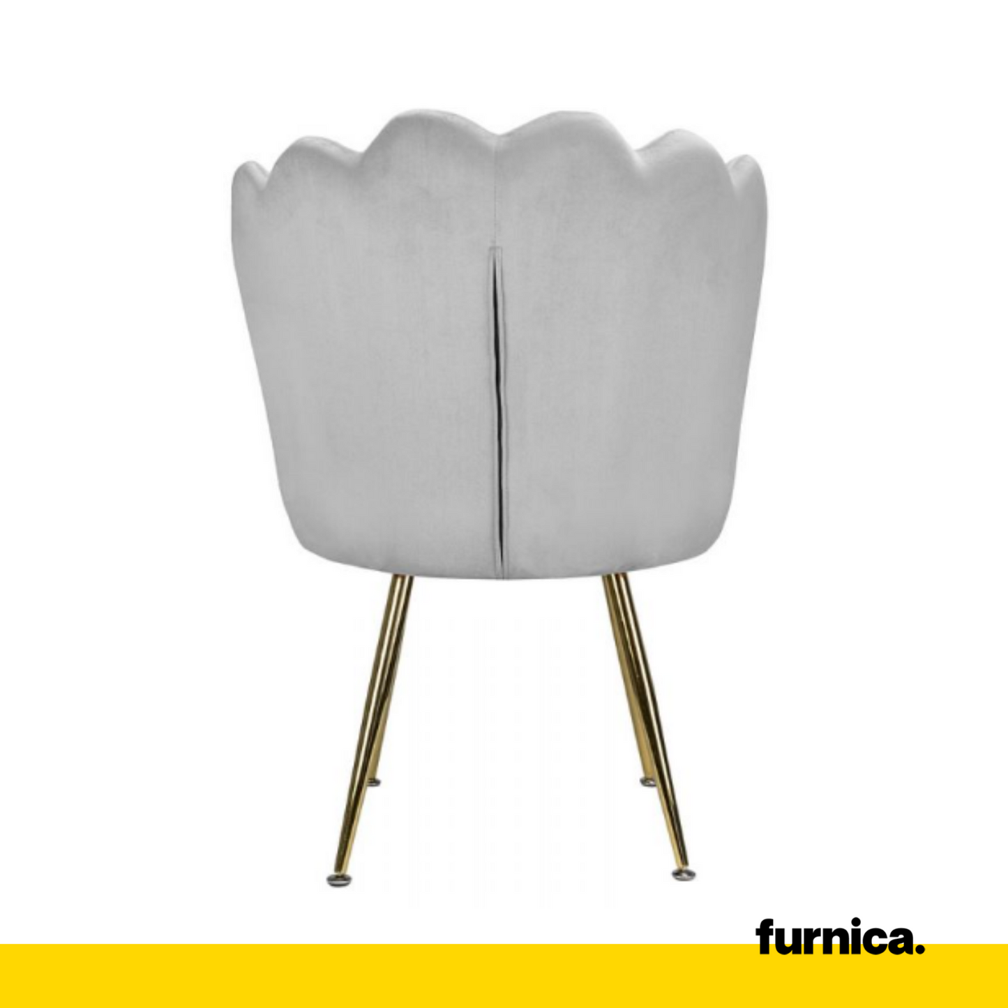LUIGI - Chaise de Salle à Manger / Bureau en Velours Matelassé avec Pieds en Chrome Doré - Gris