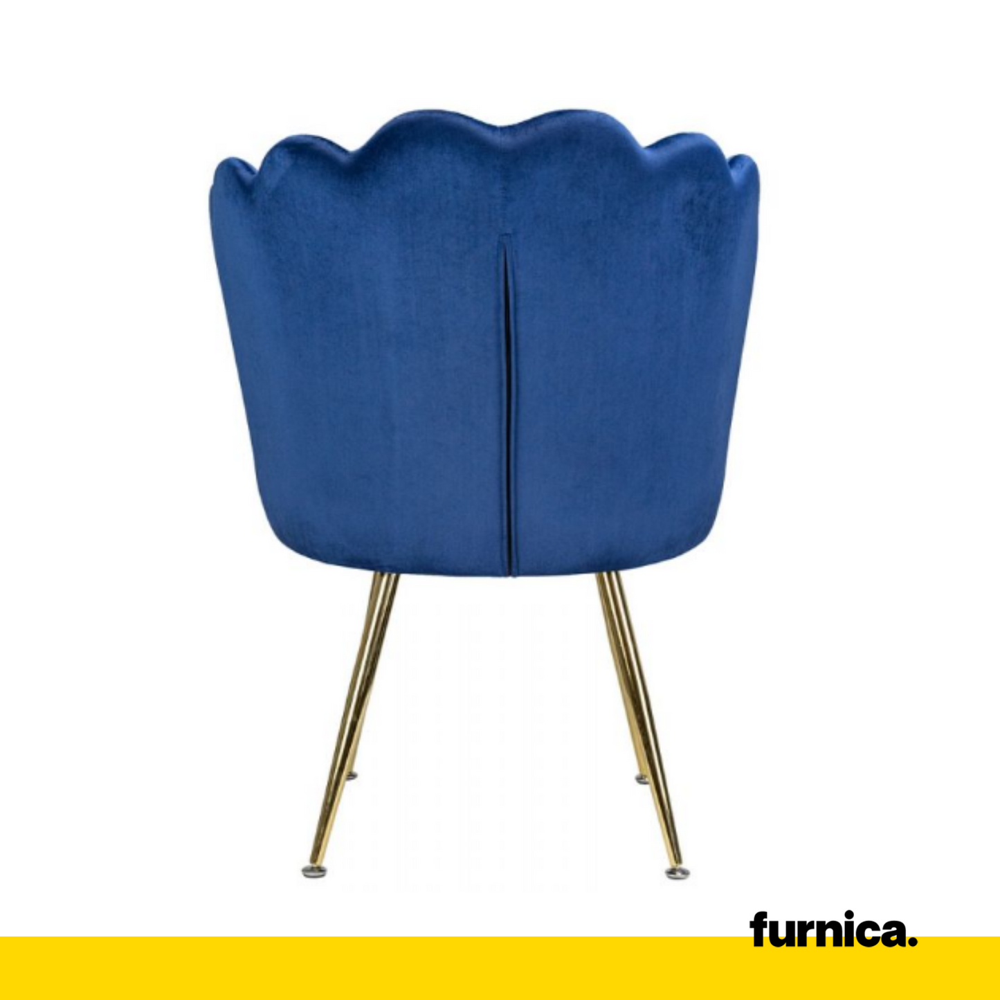 LUIGI - Chaise de Salle à Manger / Bureau en Velours Matelassé avec Pieds en Chrome Doré - Bleu Foncé