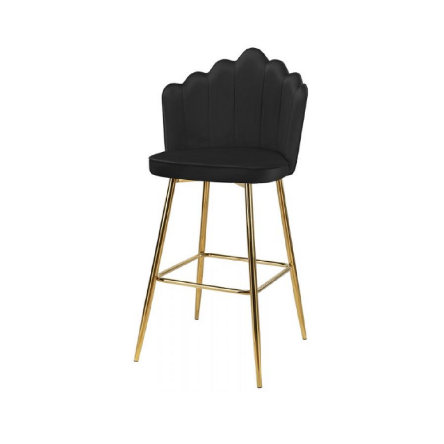 LUIGI - Hoker de Salle à Manger / Bureau en Velours Matelassé avec Pieds en Chrome Doré - Noir