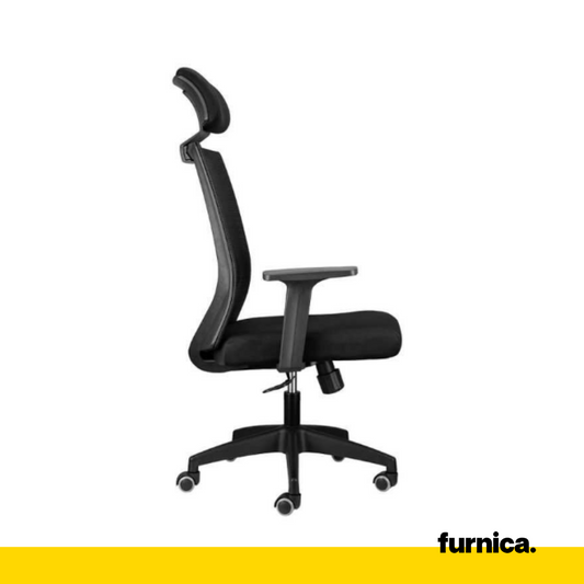 FABIO IV - Chaise de Bureau Recouverte de Micro-Maille de Haute Qualité - Noir H125cm L68cm