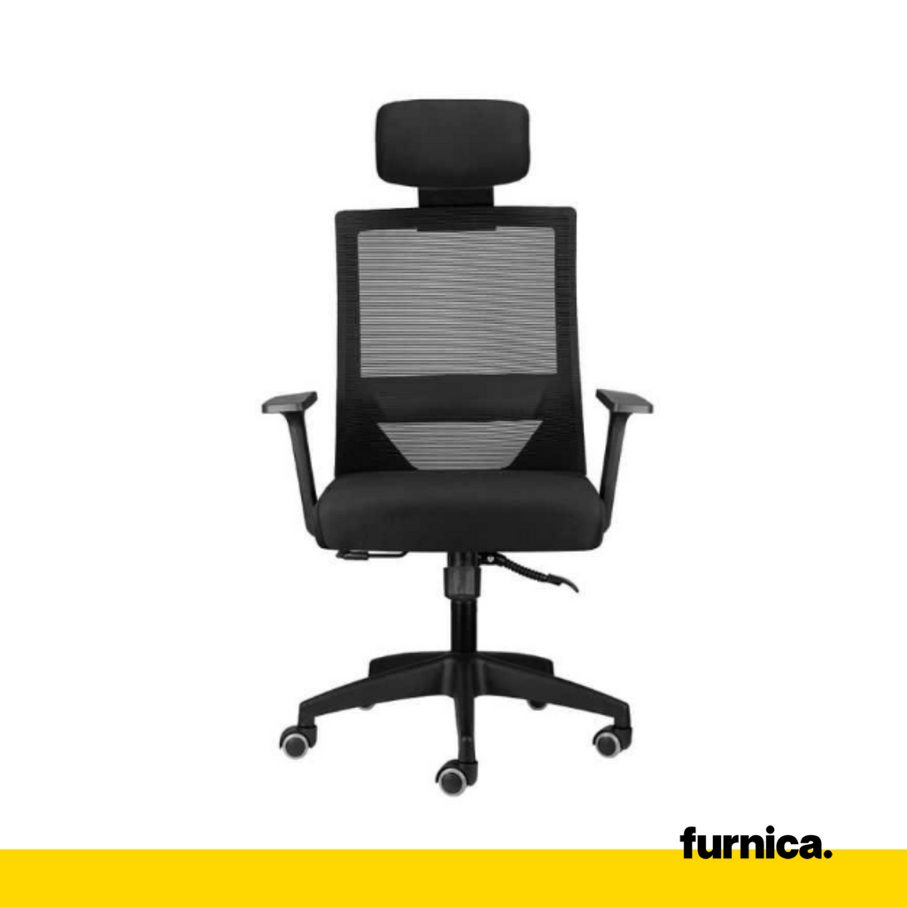 FABIO IV - Chaise de Bureau Recouverte de Micro-Maille de Haute Qualité - Noir H125cm L68cm