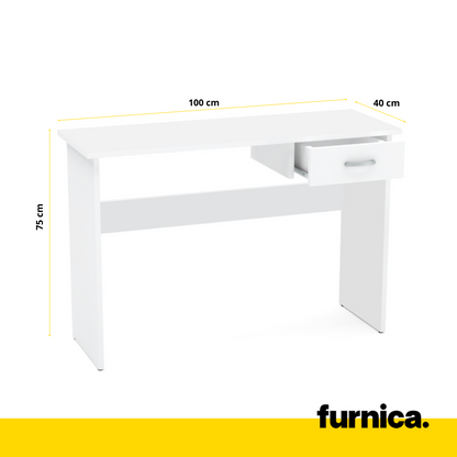LEON - Bureau d'ordinateur - 1 Tiroir - H75cm L100cm P40cm (Blanc)