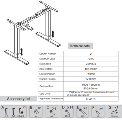Cadre de bureau réglable - Blanc