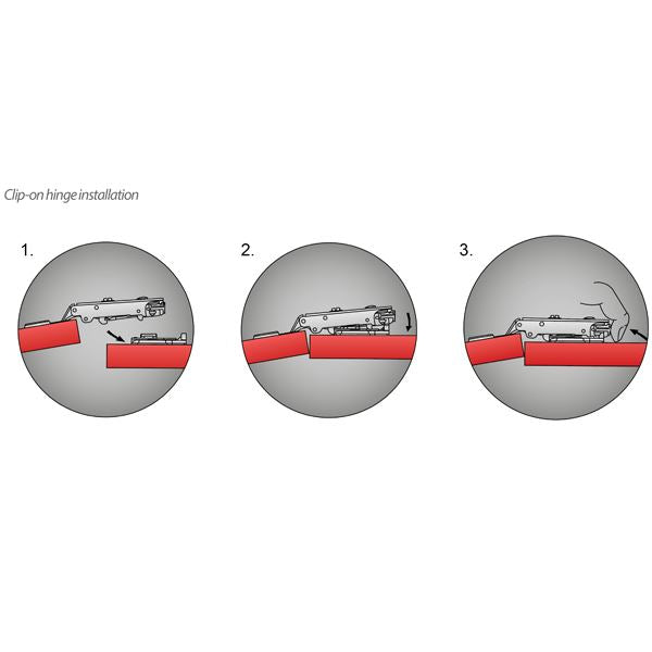 3D Charnière fermeture silencieuse, H0 plaque de montage avec vis EURO, portes superposées Soft Close Furnica 