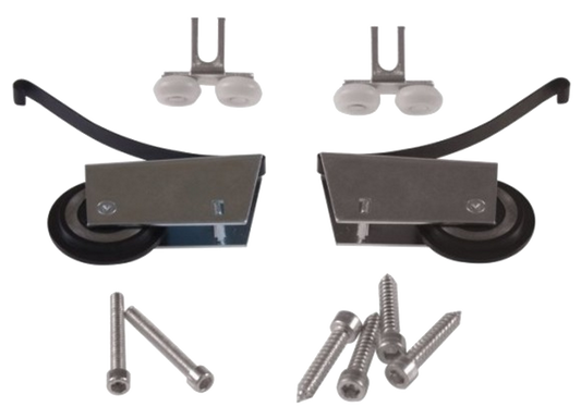 Ensemble de 2 Guides Supérieurs Symétriques + 2 Roues Inférieures + 6 Vis (Poignée Noah)