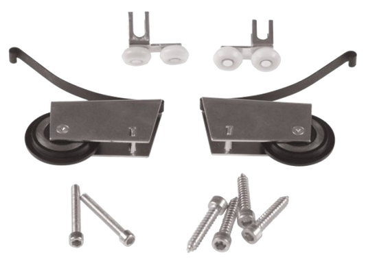 Ensemble de 2 Guides Supérieurs Asymétriques + 2 Roues Inférieures + 6 Vis (Poignée Gabriel)