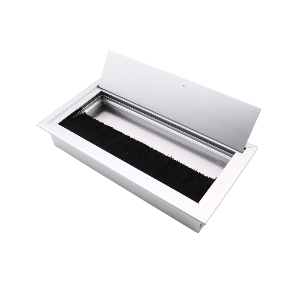 Passe-câble rectangulaire en aluminium 160x80mm - Argent
