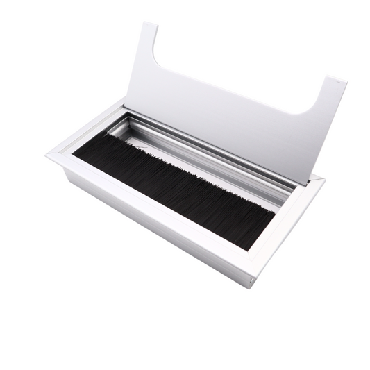 Passe-câble rectangulaire en aluminium 160x80mm - Vague d'argent