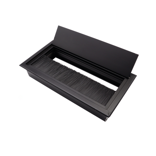 Passe-câble rectangulaire en aluminium 160x80mm - Noir