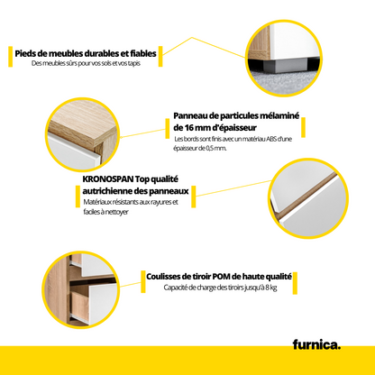 BEN - Bureau d'ordinateur - 4 Tiroirs - H76cm L90cm P50cm - Droite (Chêne Sonoma/Blanc)