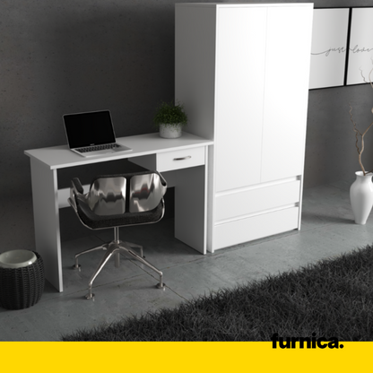 LEON - Bureau d'ordinateur - 1 Tiroir - H75cm L100cm P40cm (Blanc)