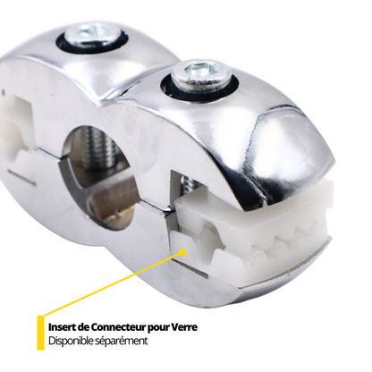 Connecteur de carte et de verre double face de 25 mm, Chrome