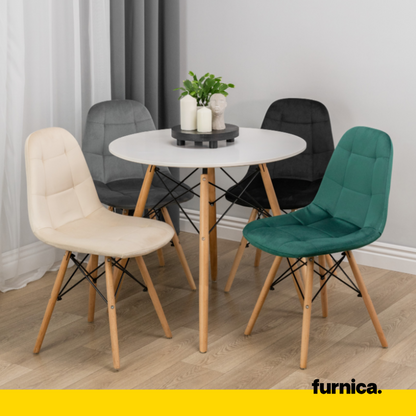 FABRIZIO - Chaise de Salle à Manger / Bureau en Velours Matelassé avec Pieds en Bois - Vert Foncé