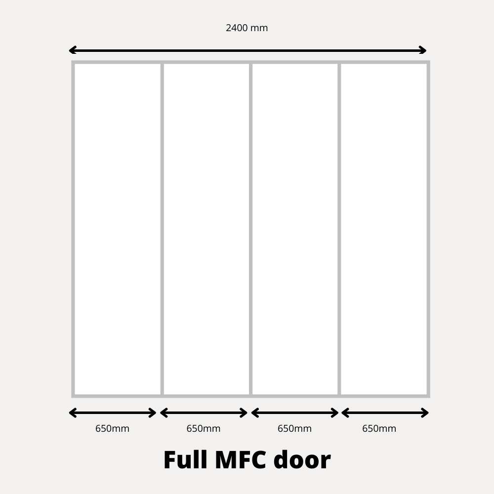 4x Portes d'armoire coulissantes - H: jusqu'à 2750mm L: 2400mm - MFC