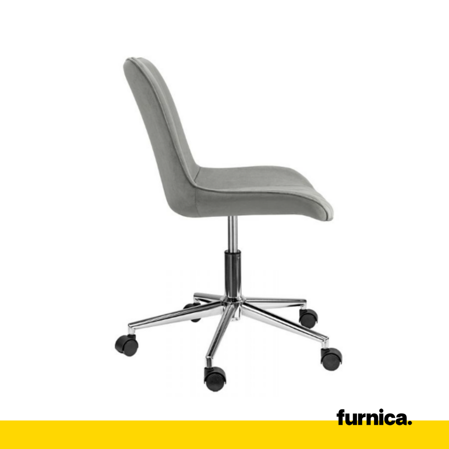 EDMONDO - Chaise de Bureau en Velours Matelassé avec Pieds en Chrome Argenté - Gris