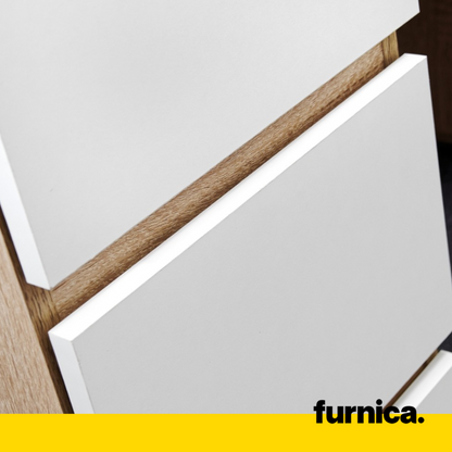 CUBA - Bureau d'ordinateur - 6 Tiroirs à Ouverture par Pression et Plateau pour Clavier - H78cm L130cm P50cm (Chêne Sonoma/Blanc)