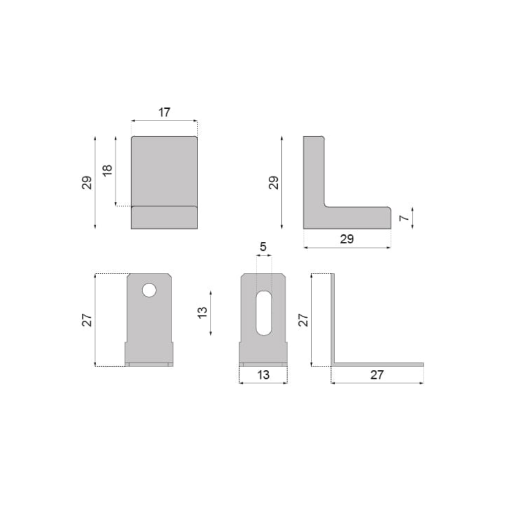 Angle de meuble en métal avec couvercle en plastique - Blanc