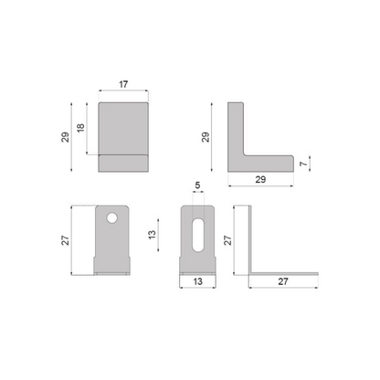 Angle de meuble en métal avec couvercle en plastique - Hêtre