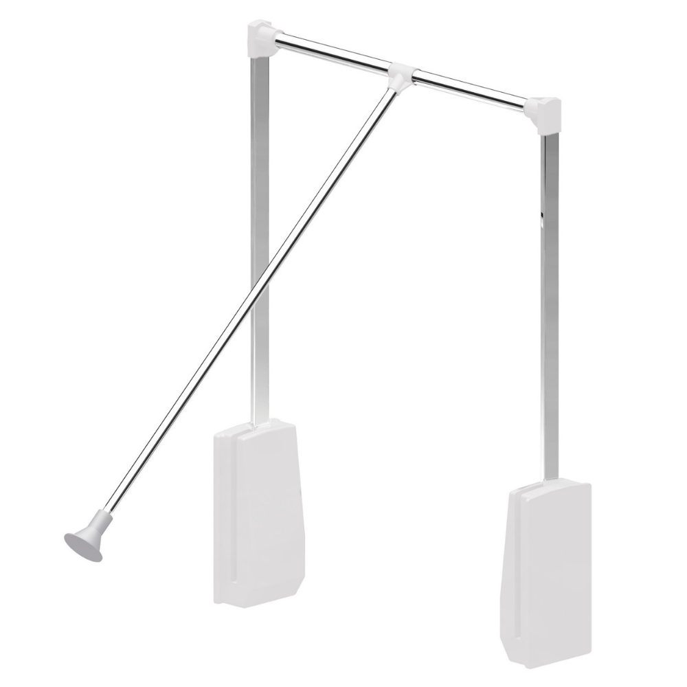Barre de penderie escamotable - Chrome/Blanc 600-830mm