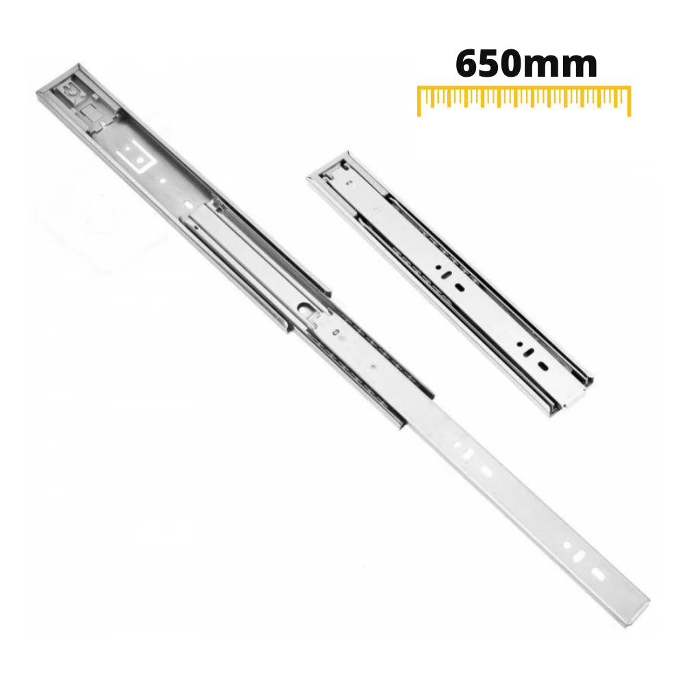 Coulisses pour tiroir Push to Open 650mm - Rainure 45mm (gauche et droite)