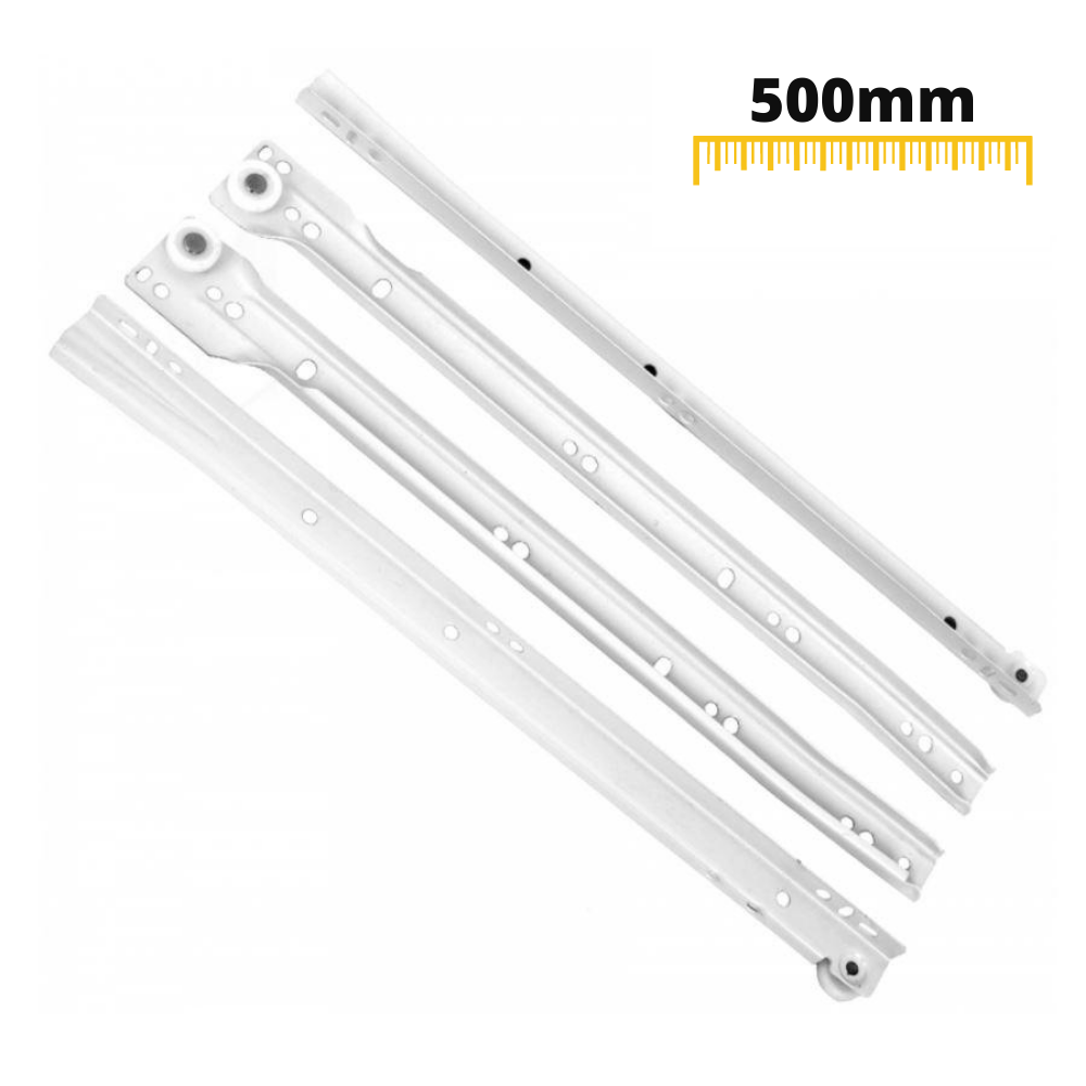 Ensemble de glissières à rouleaux POM blanches - 250-600mm