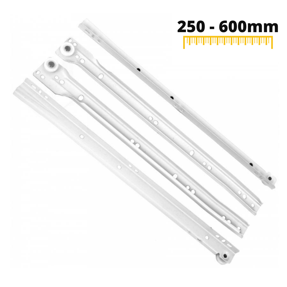 Ensemble de glissières à rouleaux POM blanches - 250-600mm